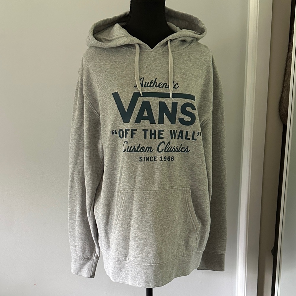 Vans Gray Hoodie with Navy 'Off The Wall' Logo
